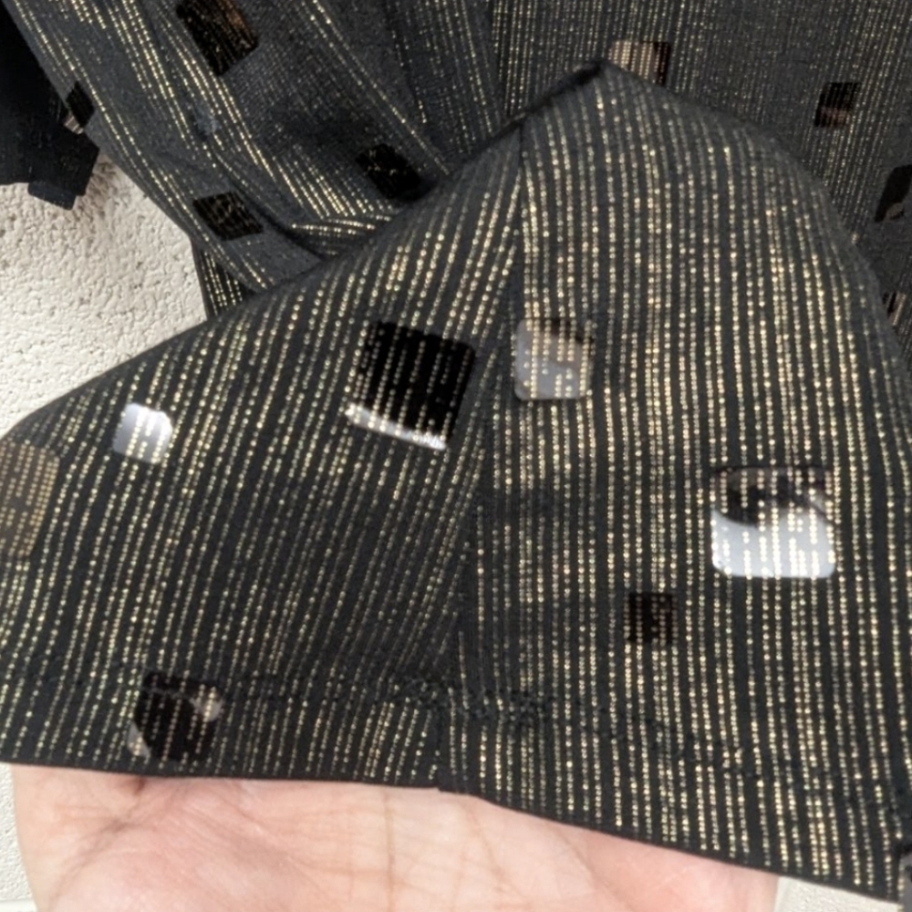 Java 3X (26/28) Black Shimmer Blouse With Gold Threads And Ice-like Decals - Picture 11 of 13
